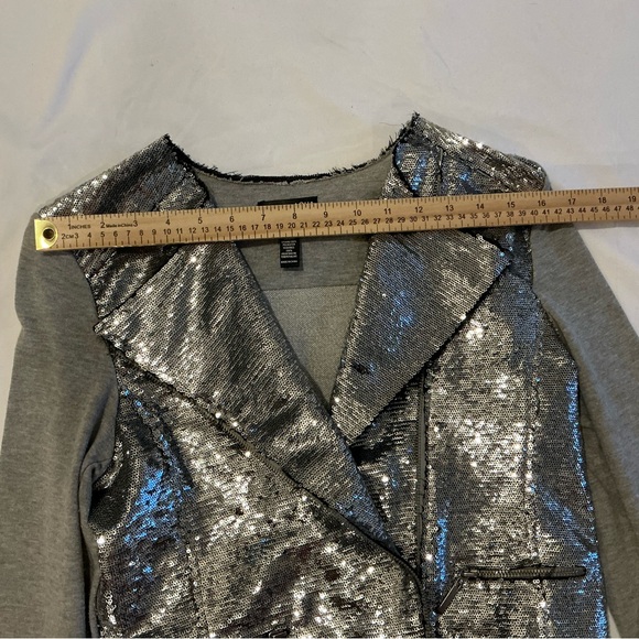 Aqua sequin silver jacket Size M - Picture 4 of 11